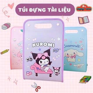  Túi Đựng Tài Liệu Giấy Tờ A4 13 Ngăn Hình Kuromi Melody - Cặp Đựng Sách Vở Chất Liệu Nhựa ABS Chống Thấm Nước Nhỏ Gọn 