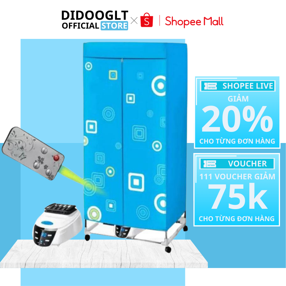 Tủ sấy quần áo điện tử có điều khiển từ xa. siêu bền chạy êm không gây tiếng ồn (Hàng Chính Hãng)