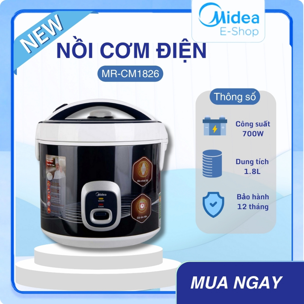 Nồi Cơm Điện Midea MR-CM1826 (Dung Tích 1.8L, Công Suất 700W)