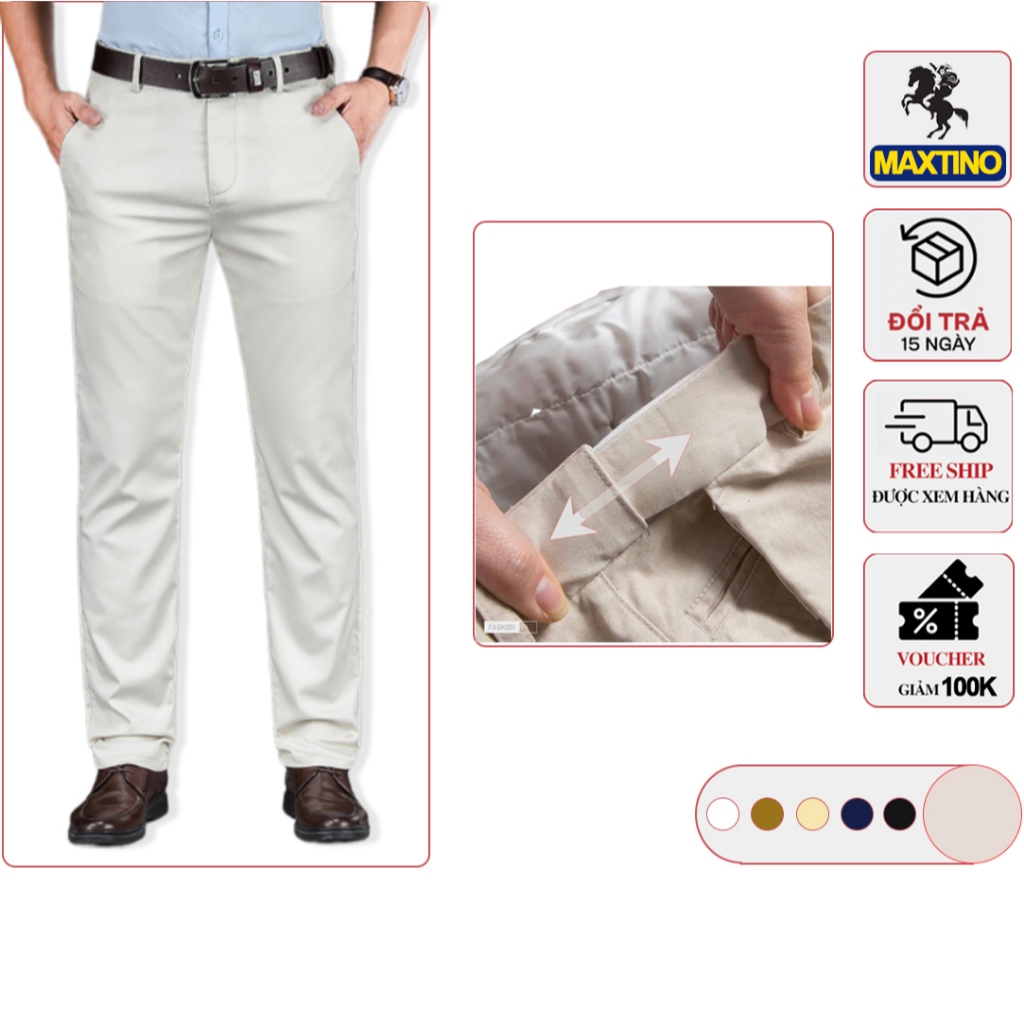 Quần kaki nam MAXTINO dáng suông cạp tender trượt co giãn thanh lịch