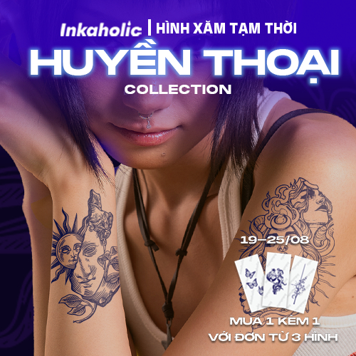 Hình xăm dán tạm thời Inkaholic 15 ngày, xăm trong 1 phút, chống nước 100%