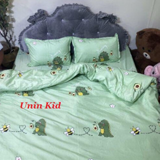 Vỏ bọc ngoài chăn mền mẫu KHỦNG LONG BƠ chất poly cotton, chăn hè thu mỏng có khoá kéo