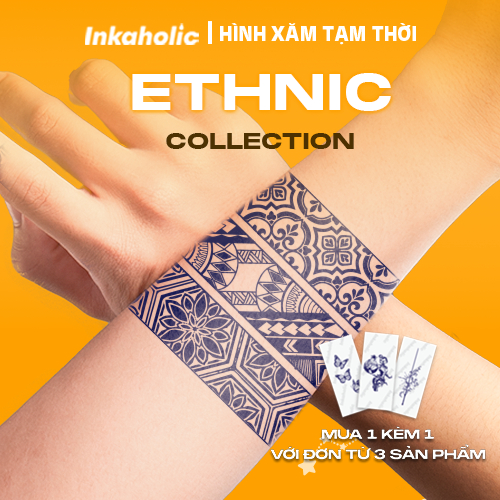 Hình dán tạm thời Inkaholic 15 ngày, dán trong 1 phút, chống nước 100%