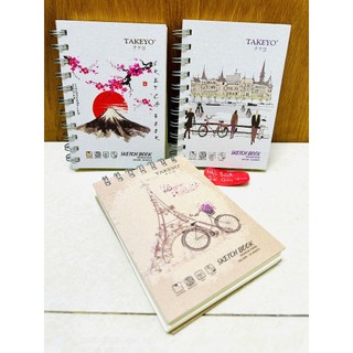 Sổ Vẽ Lò Xo 50 Tờ Takey Phong Cách Nhật Bản Kích Thước A6-8529 Giấy Dày Định Lượng 160gsm Chuyên Dùng Cho Màu Nước