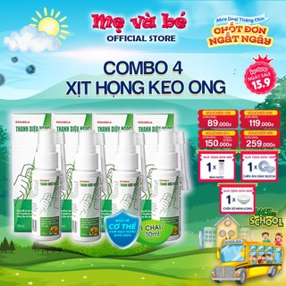 Combo 4 chai xịt họng keo ong giúp giảm ho, giảm đau rát, ngứa rát họng, tiêu đờm, đau họng (30ml)