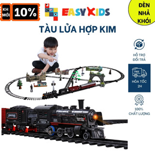 Tàu lửa, tàu hỏa đồ chơi đường ray cho bé nhiều phiên bản nhả khói hơi nước, có đèn và âm thanh