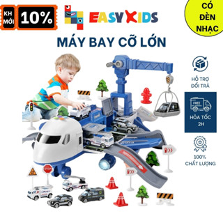 Máy bay đồ chơi cho bé trai 3 4 5 6 7 8 tuổi biến hình cỡ lớn có cần cẩu, âm thanh, ánh sáng