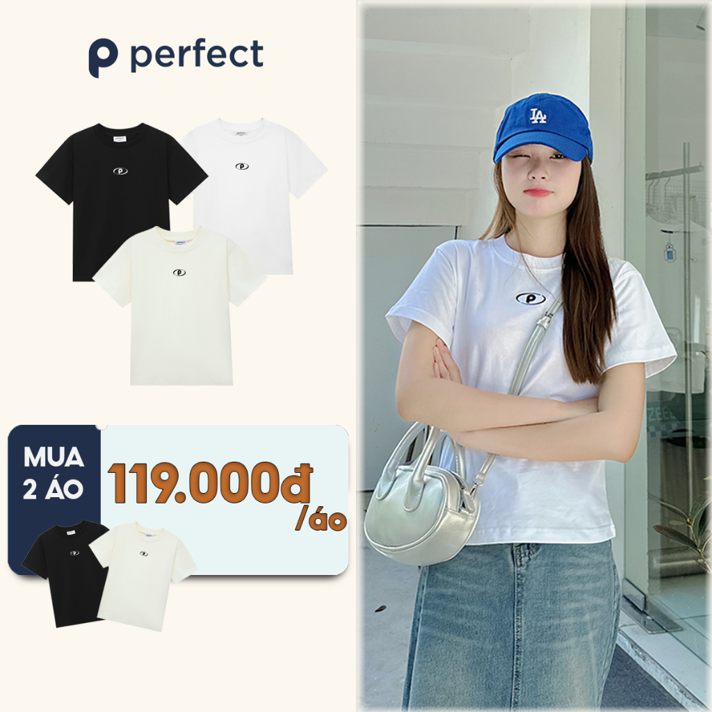 Áo thun baby tee thêu chữ P vải cotton premium dày dặn chuẩn form