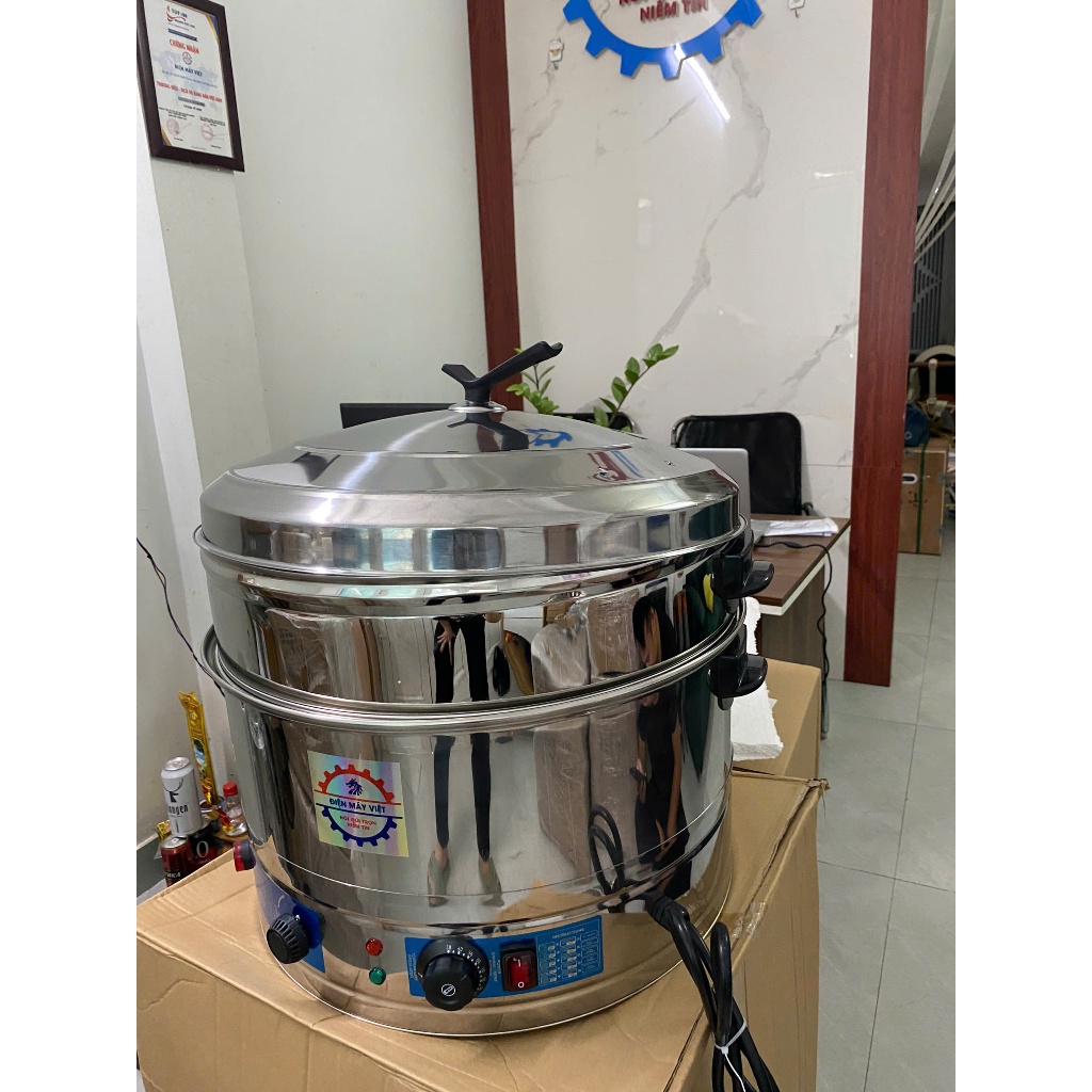 Nồi hấp 40cm hấp xôi giò chả chạy điện 3 tầng hấp