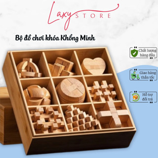 Bộ đồ chơi mở khóa Khổng Minh 9 món, Đồ chơi khóa Lỗ Ban phát triển trí thông minh, Giải đố Hack não