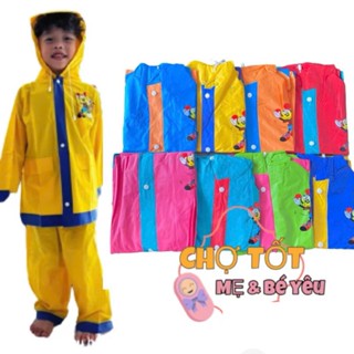 Áo Mưa Trẻ Em, Áo Mưa Bộ Cho Bé In Hình Dày Dặn Đi Mưa Không Thấm Loại Tốt 1-10 tuổi
