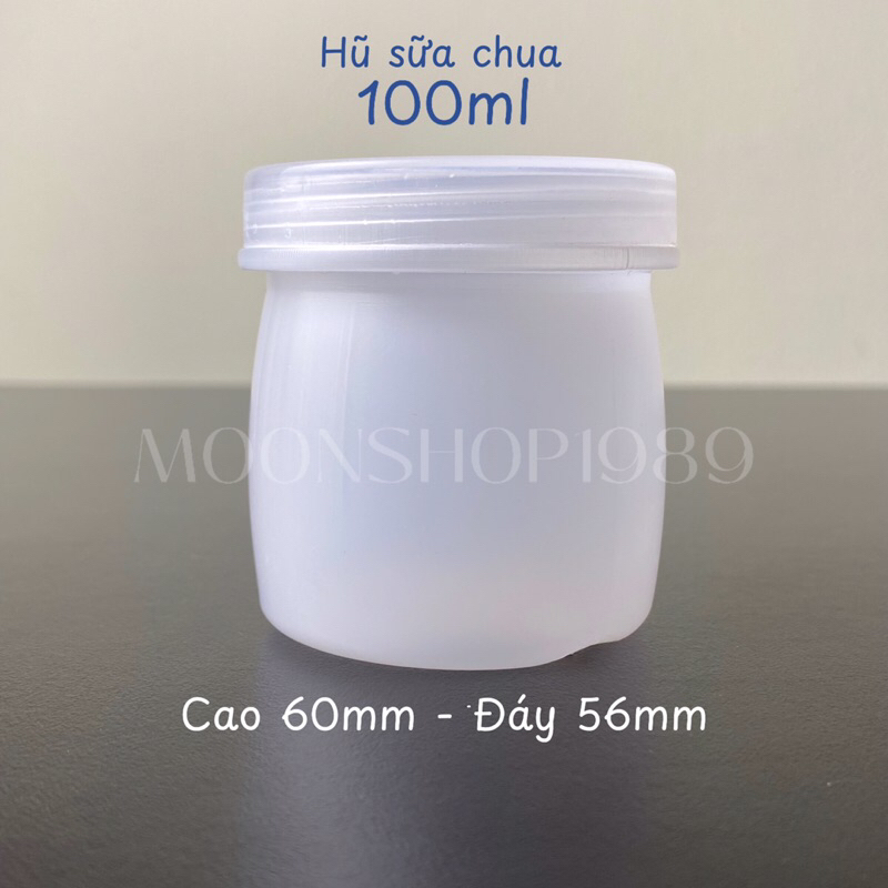 Combo 100 hủ sữa chua nhựa 100ml dáng cao kèm tem siêu kute ❤