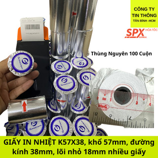 Giấy in bill k57 in nhiệt k57 cho máy cà thẻ, pos cầm tay shopee food grab 57x38