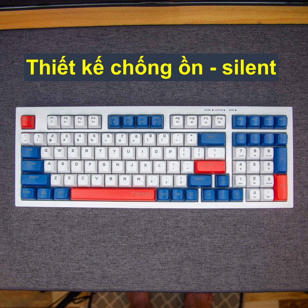 Bàn phím văn phòng P2 Paynan chống ồn kết nối cáp rời 98 phím đèn led Rainbow keycap 3 màu năng động | BigBuy360 - bigbuy360.vn