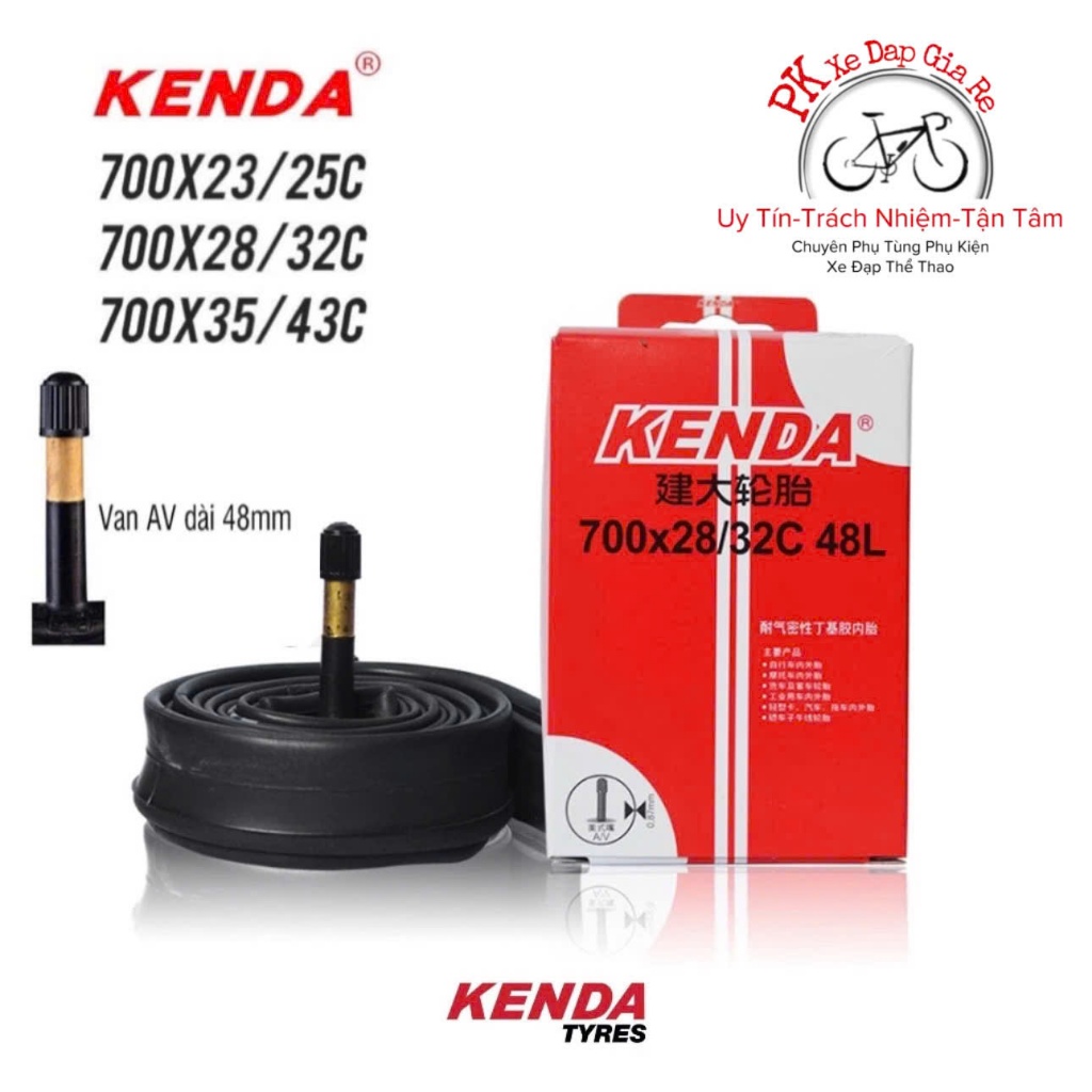 Săm xe đạp bánh 700c hãng KENDA CHINA các cỡ, Ruột xe đạp KENDA van cối bánh 700x23-45c