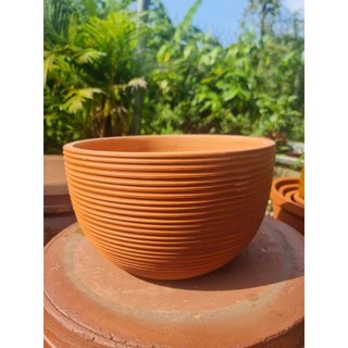 Chậu đất nung - chậu tô sọc chỉ lớn