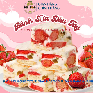  Bánh Sữa Dâu Tây Mềm Dẻo Ngọt Nhẹ Đậm Vị Dâu Tây - Ăn Vặt Denfood 