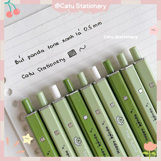 Bút gel mực đen 0.5mm panda tone xanh lá