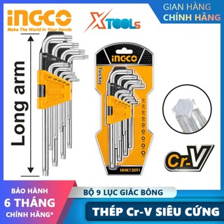 Bộ lục giác bông đa năng 9 chi tiết ingco hhk13091 size t10-t50 lục giác hoa thị chống rỉ mở ốc vít xe máy ô tô máy móc