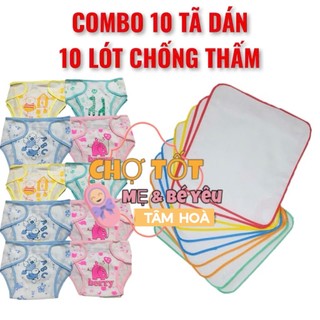 Combo 10 Lót Nilong Chống Thấm Thay Tã,10 Tã Dán Vải Cho Bé Sơ Sinh