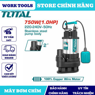  TOTAL Máy bơm chìm nước thải TWP775016 750W 1HP  Cam kết Chính Hãng 100%  