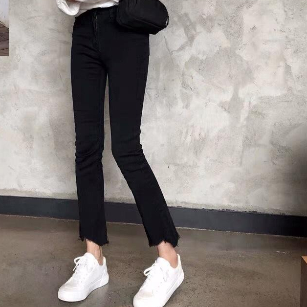 quần jean nữ ống loe màu đen xịn af1