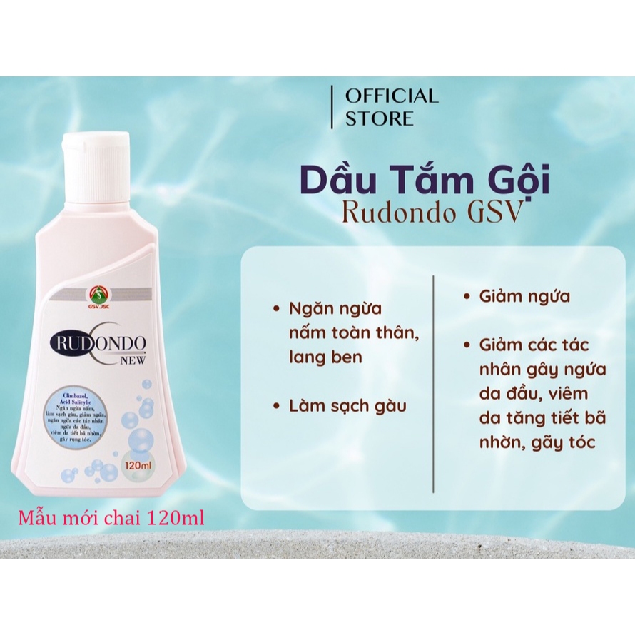Dầu tắm gội RUDONDO dâu gội ngừa nấm đầu, gàu, nấm toàn thân, viêm da cơ địa