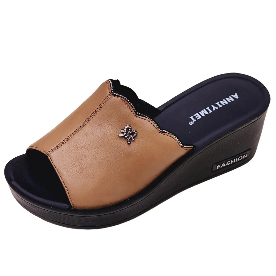 [SALE 50%] Dép Trung Niên Nữ Da Thật Đế 7P - Dép Đế Xuồng Cho Người Lớn Tuổi, Quà Của Mẹ 3650