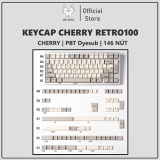   HỎA TỐC HN - HCM  Bộ nút bàn phím cơ Keycap Cherry Retro100 Mintcap PBT Dyesub  - Cherry Profile 