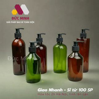 Chai chiết dầu gội (SET 5 SP) xanh, nâu, chai 300ml, chai 500ml nhựa pet cứng [GIÁ Sỉ/ LẺ]