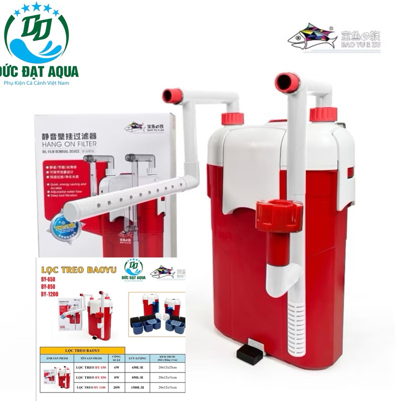 Lọc Treo Baoyu BY-650 BY-850 by -1200 Lọc Treo Cho Bể Cá Cảnh, hàng chính hãng bảo hành 6 tháng