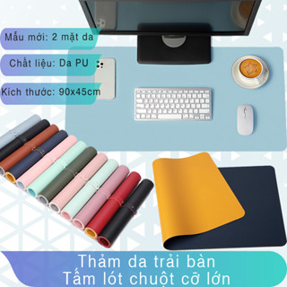   Có may bo viền  Tấm lót bàn di chuột cỡ lớn - Thảm da trải bàn – – Lót chuột bằng Da PU – 2 mặt Da PU 