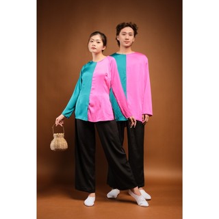 Áo Bà Ba Lụa Hồng Xanh Nam Cách Tân