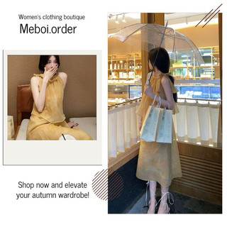 (Mễ Bối_ORDER)  Đầm Hai Dây Dáng Dài Phong Cách Pháp Thời Trang Đi Biển Mùa Hè Xinh Xắn Cho Nữ