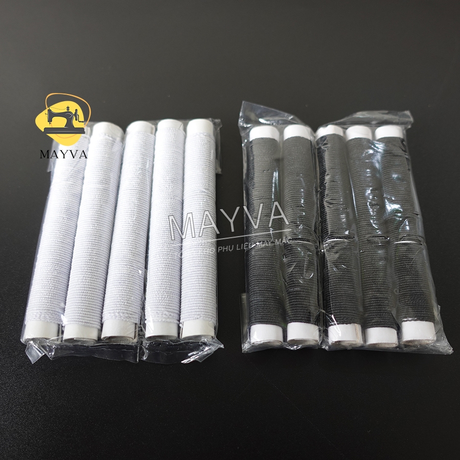 2 Đon Chỉ Chun Trắng Đen Gói 5 Đon