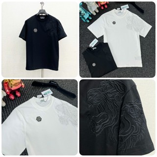 Áo phông nam Phi líp thêu logo mặt hổ cực chất - Áo thun nam Phi líp thêu mặt hổ đen cao cấp