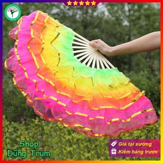Quạt múa sắc màu nhiều tầng, quạt múa khiêu vũ tua rua