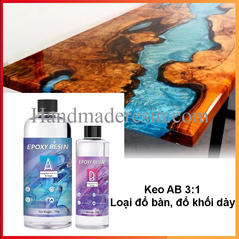 1Kg Keo Epoxy Cứng Trong Suốt Loại Tốt  - Đổ Bàn Resin, Đổ Khuôn Handmade, Vẽ Cá Epoxy Resin