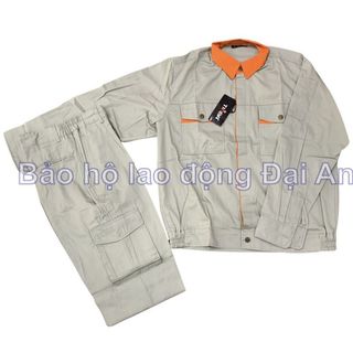 Quần áo bảo hộ lao động kỹ sư vải pangrim túi hộp phối cam - Tinba 04