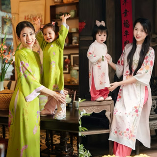 [ Xéo xọ ] Áo dài mẹ và bé , chất lụa cao cấp siêu mềm siêu xinh cho chị mẹ và empe ✔️❤️