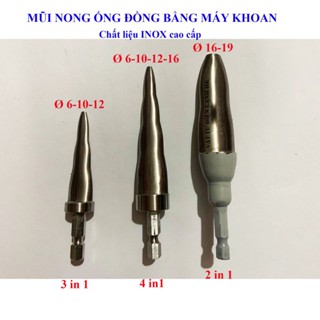 Nong ống đồng bằng khoan [INOX 304] Nong ống đồng phi 6-10-12-16-19 mũi long inox bằng máy bắt vít 3in1 4in1