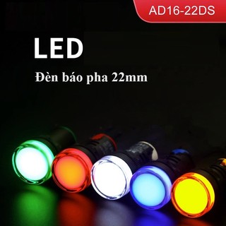 Combo 10 Đèn báo pha phi 22 - Đèn LED tín hiệu xanh, vàng đỏ phi 22mm