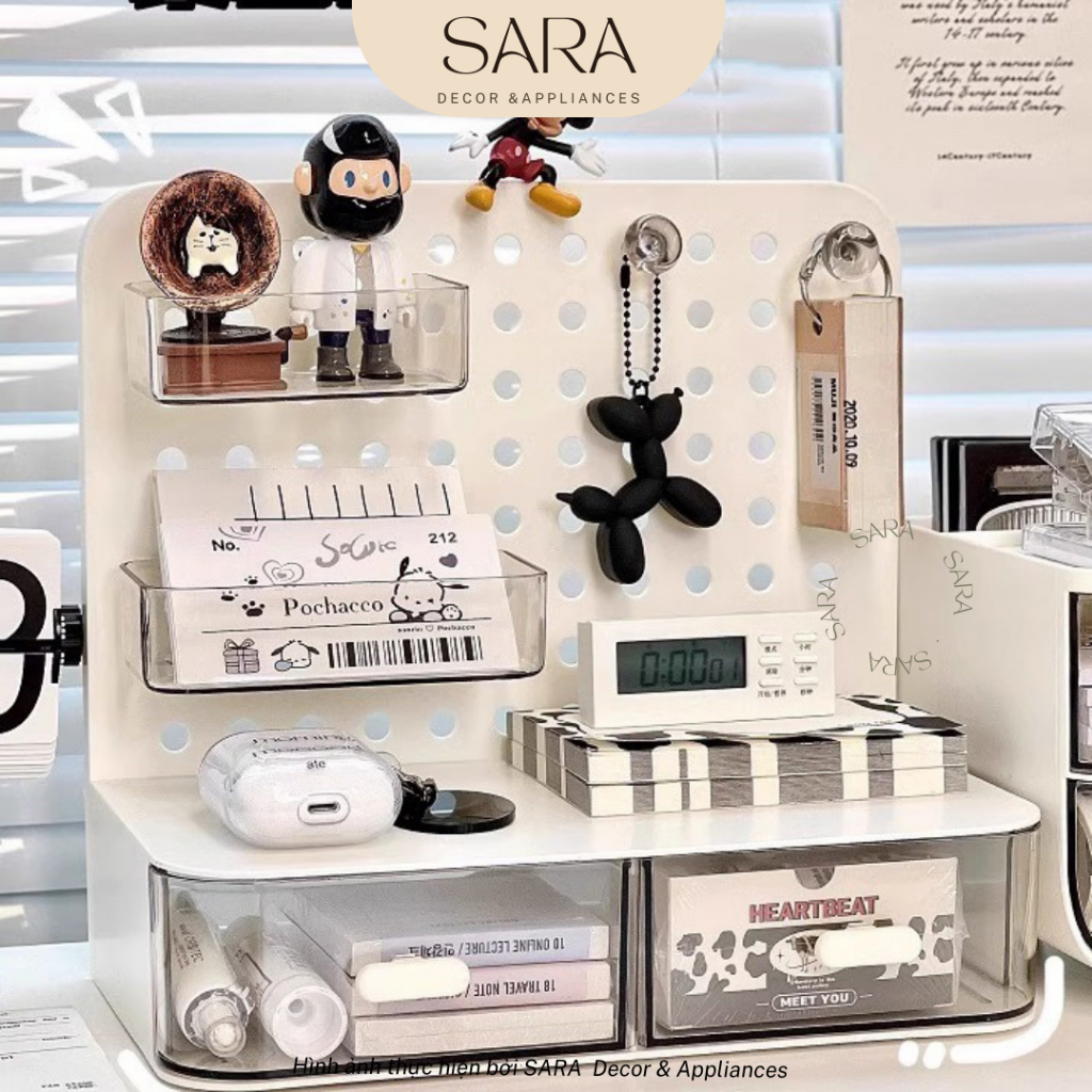  Kệ đựng đồ để bàn kèm bảng lỗ pegboard decor bàn học bàn làm việc 