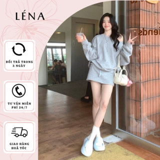  Set áo lệch vai sweater nỉ kèm chân váy chữ a ngắn thu đông Léna By Nhithuy LN3016  Sẵn  