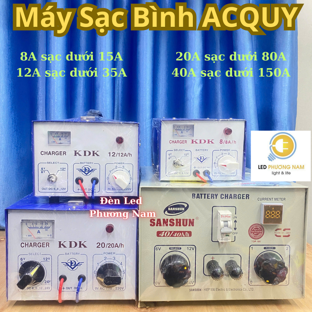 Máy sạc bình Acquy tự động 8A - 12A - 20A