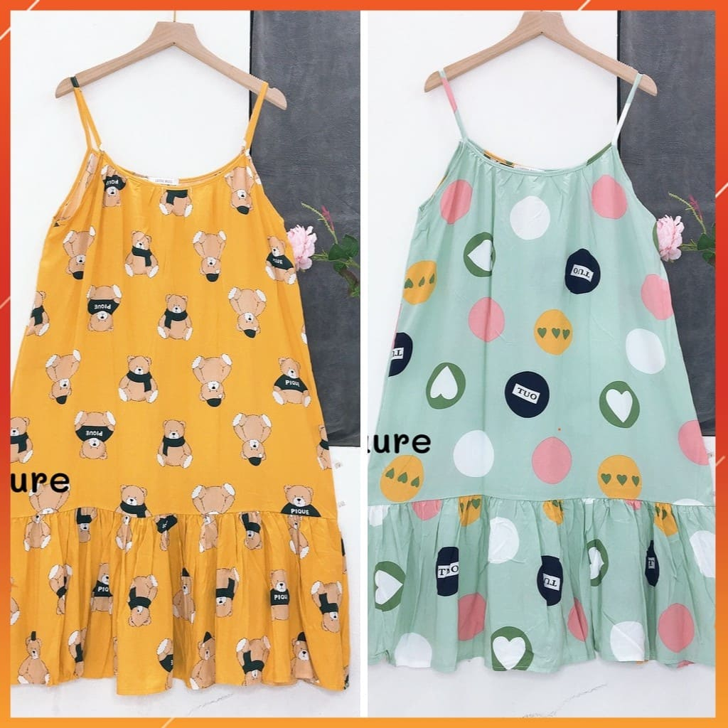 Váy lanh bầu, váy lanh 2 dây đuôi cá, vày dáng suông