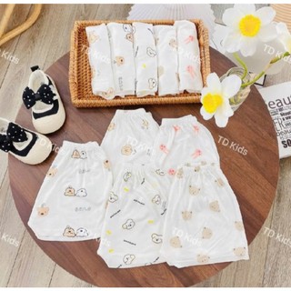 Combo 5 chiếc quần chục đùi sơ sinh thun lạnh nền trắng họa tiết dễ thương mềm mát cho bé từ sơ sinh đến 13kg