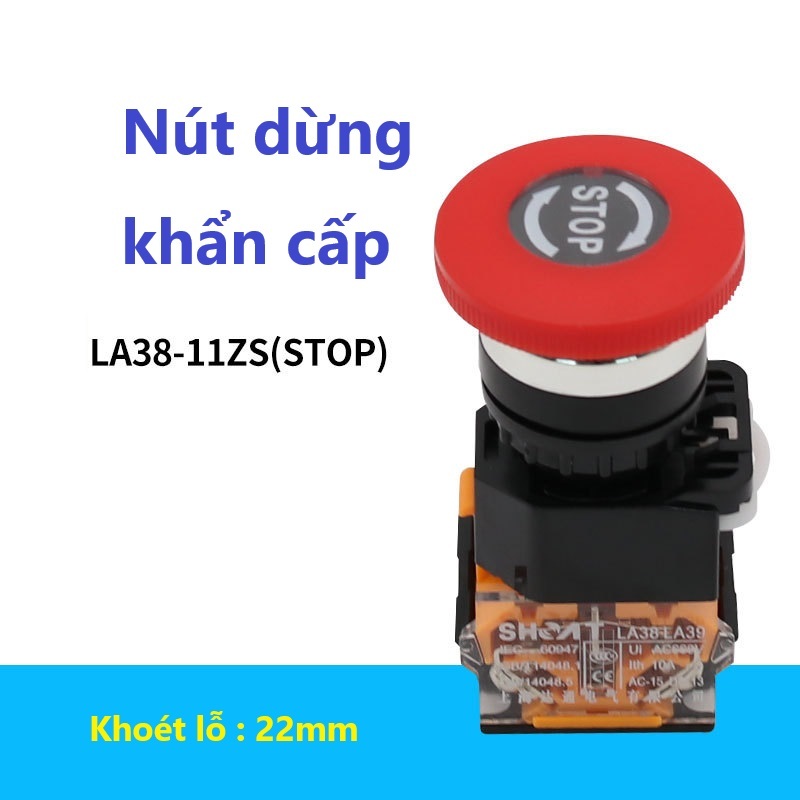 Combo 10 Nút dừng khẩn cấp STOP LA38-11ZS - NÚT ẤN STOP KHẨN CẤP phi 22mm