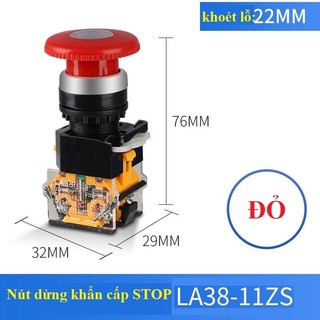 Combo 10 Nút dừng khẩn cấp STOP LA38-11ZS - NÚT ẤN STOP KHẨN CẤP phi 22mm