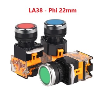 Combo 10 Nút ấn nhả LA38 phi 22mm xanh đỏ vàng - Nút nhấn đề tự nhả